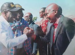 File image of President William Ruto and Peter Mbae.